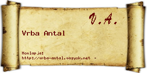 Vrba Antal névjegykártya